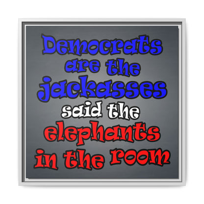 donkeys and elephants - framed canvas art (grey-light grey)