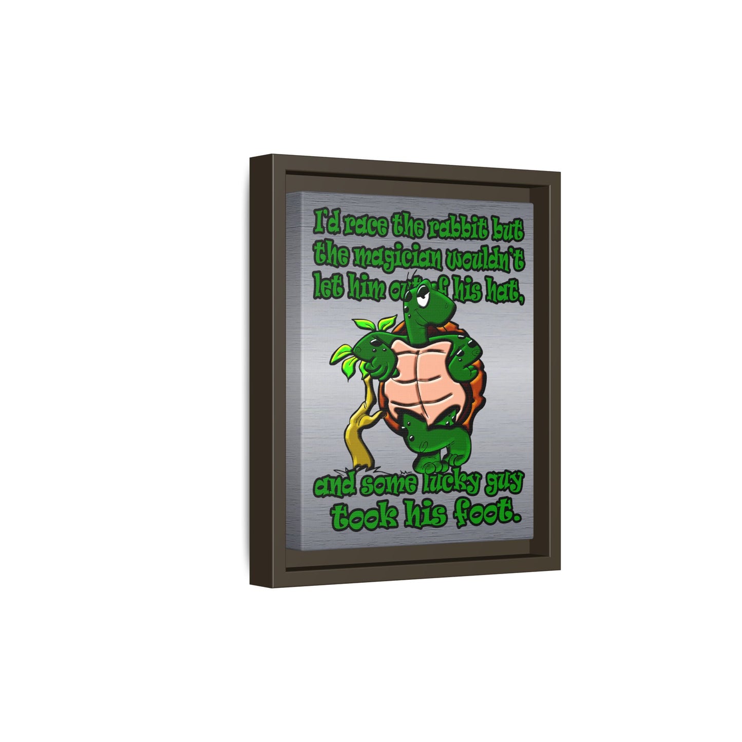 turtle race - framed canvas art (brushed nickel)