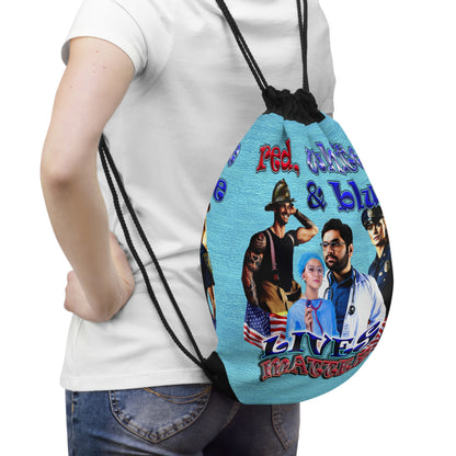 rw&b lives matter - Drawstring Bag (faded blue)