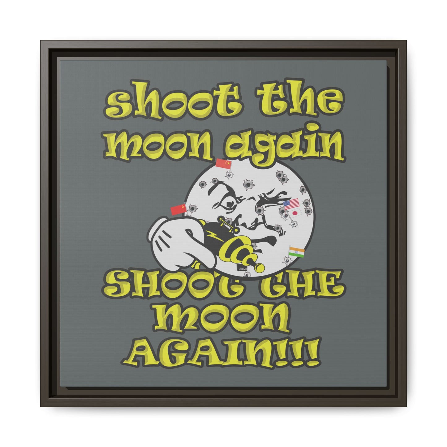 shoot the moon again - framed canvas art (dark grey)