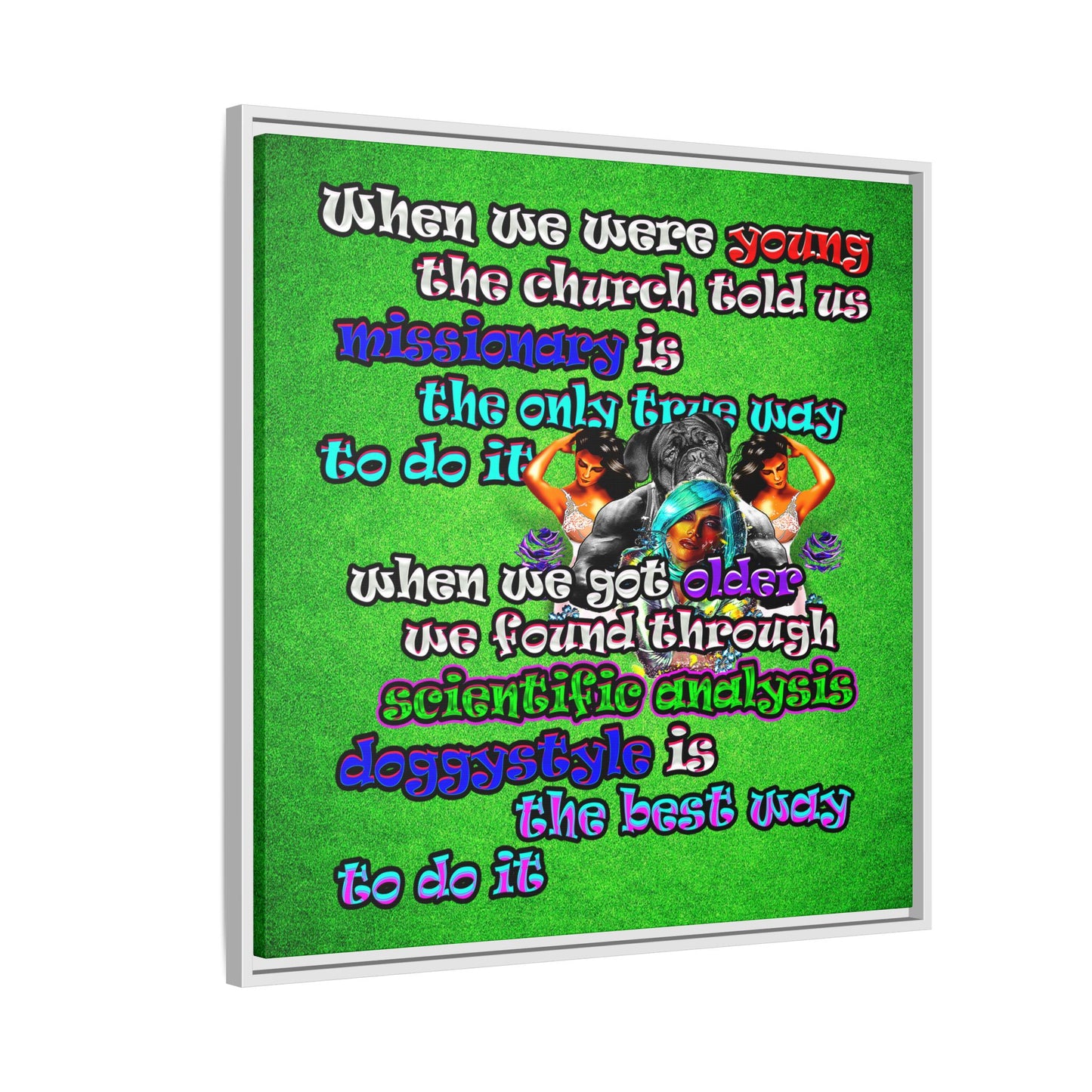 doggystyle - framed canvas art (green turf)