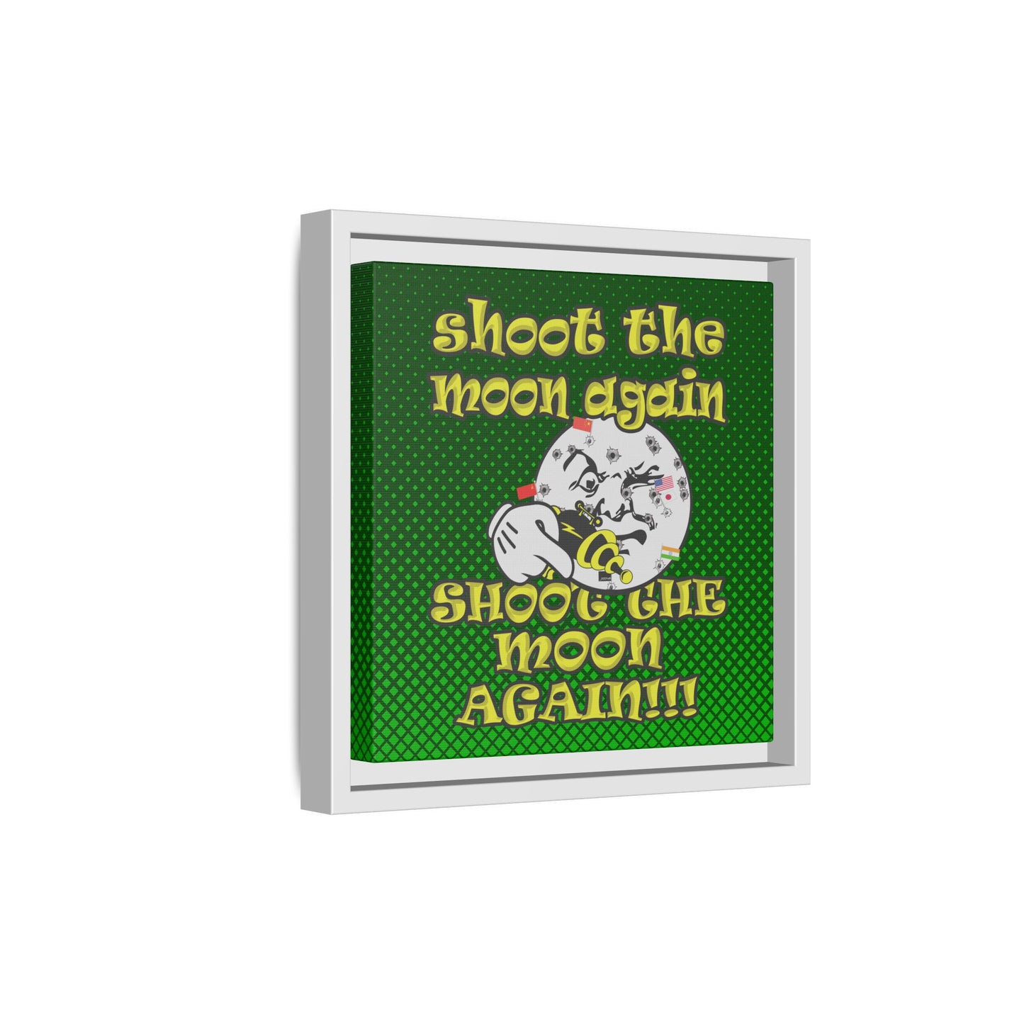 shoot the moon again - framed canvas art (logo green)