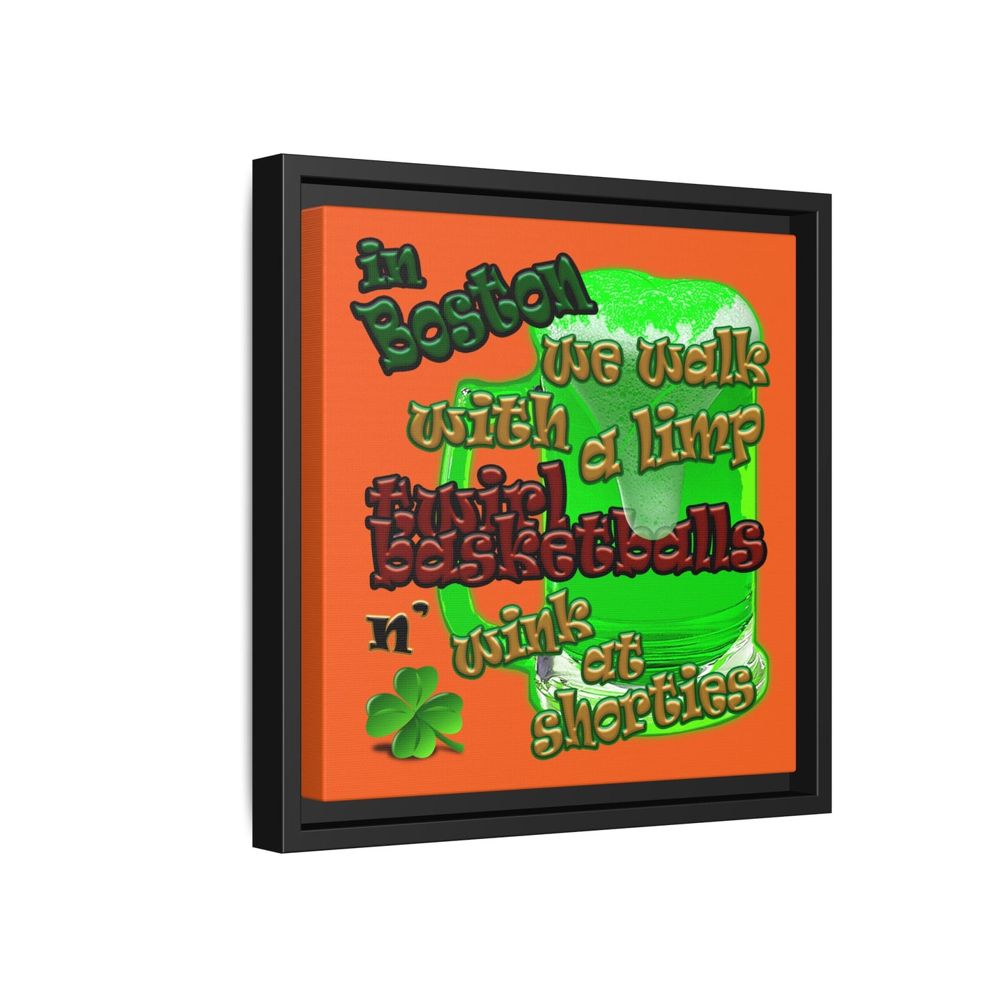 celtics logo - framed canvas art (orange)