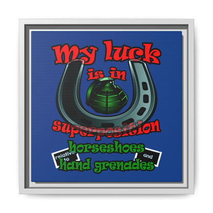 my luck - framed canvas art (dark blue)