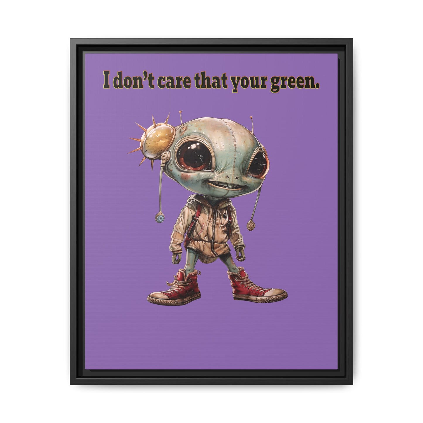 I don't care that your green - framed canvas art (light purple)