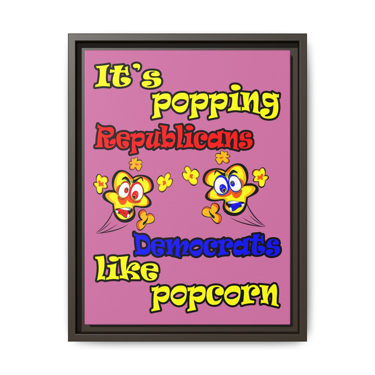 popping like popcorn - framed canvas art (light pink)