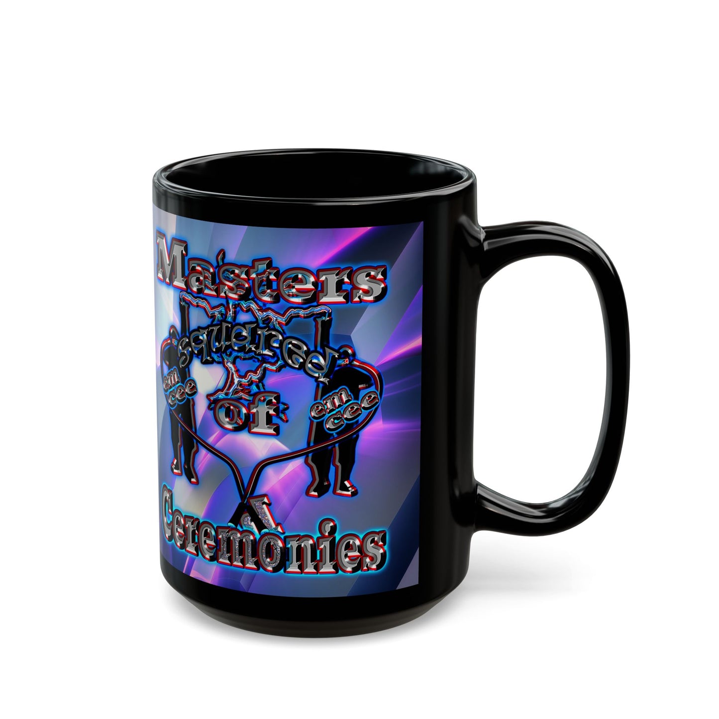 em cee squared - Black Mug (grey-pink wave)
