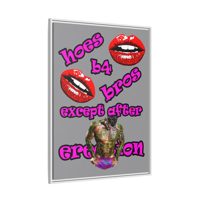 hoes b4 bros - framed canvas art (grey)