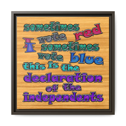 declaration of the independents - framed canvas art (butterscotch wood finish)