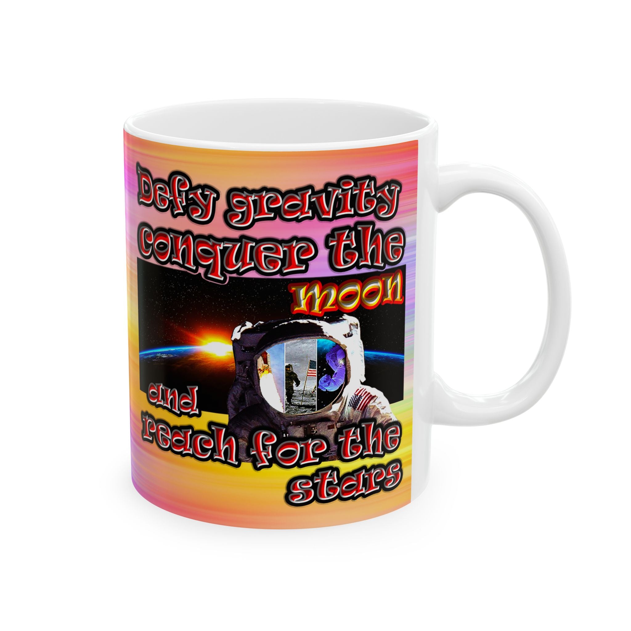 defy conquer reach - White Mug (color blur)