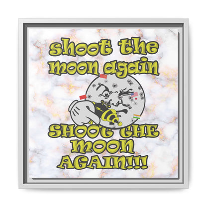 shoot the moon again - framed canvas art (white marble)