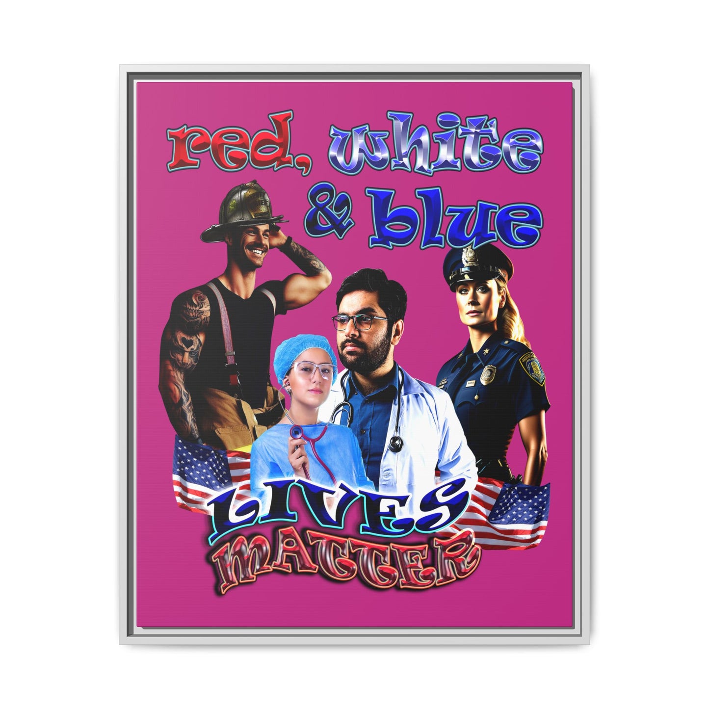 rw&b lives matter - framed canvas art (pink)