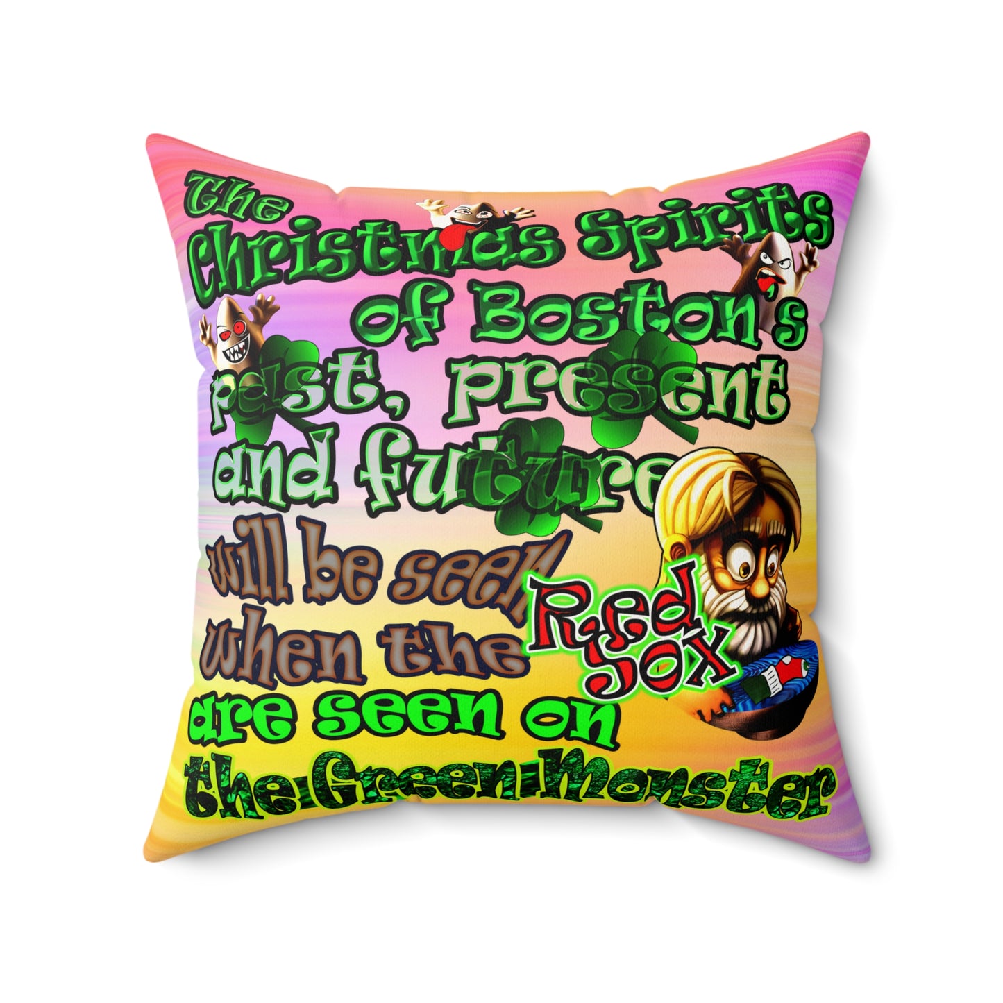 christmas spirits of boston - Faux Suede Square Pillow - (color blur)