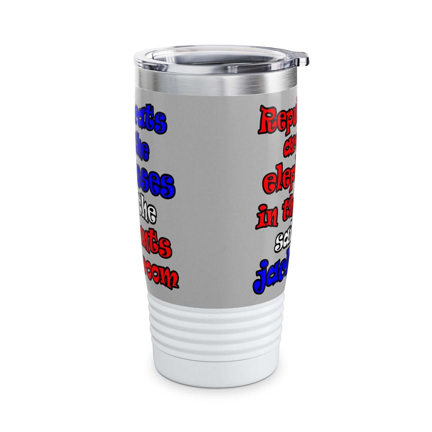donkeys and elephants - Ringneck Tumbler, 20oz (light grey)