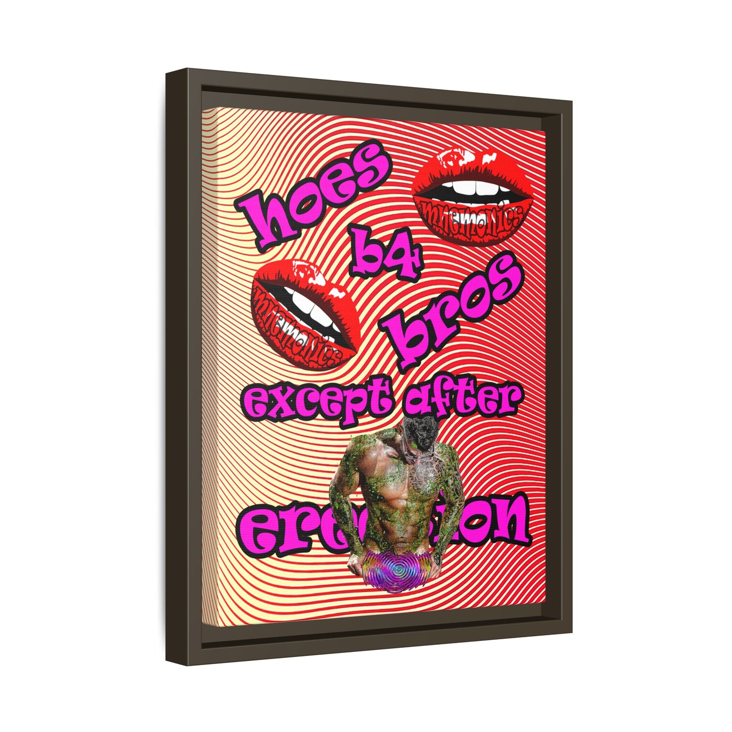 hoes b4 bros - framed canvas art (yellow-orange wave)