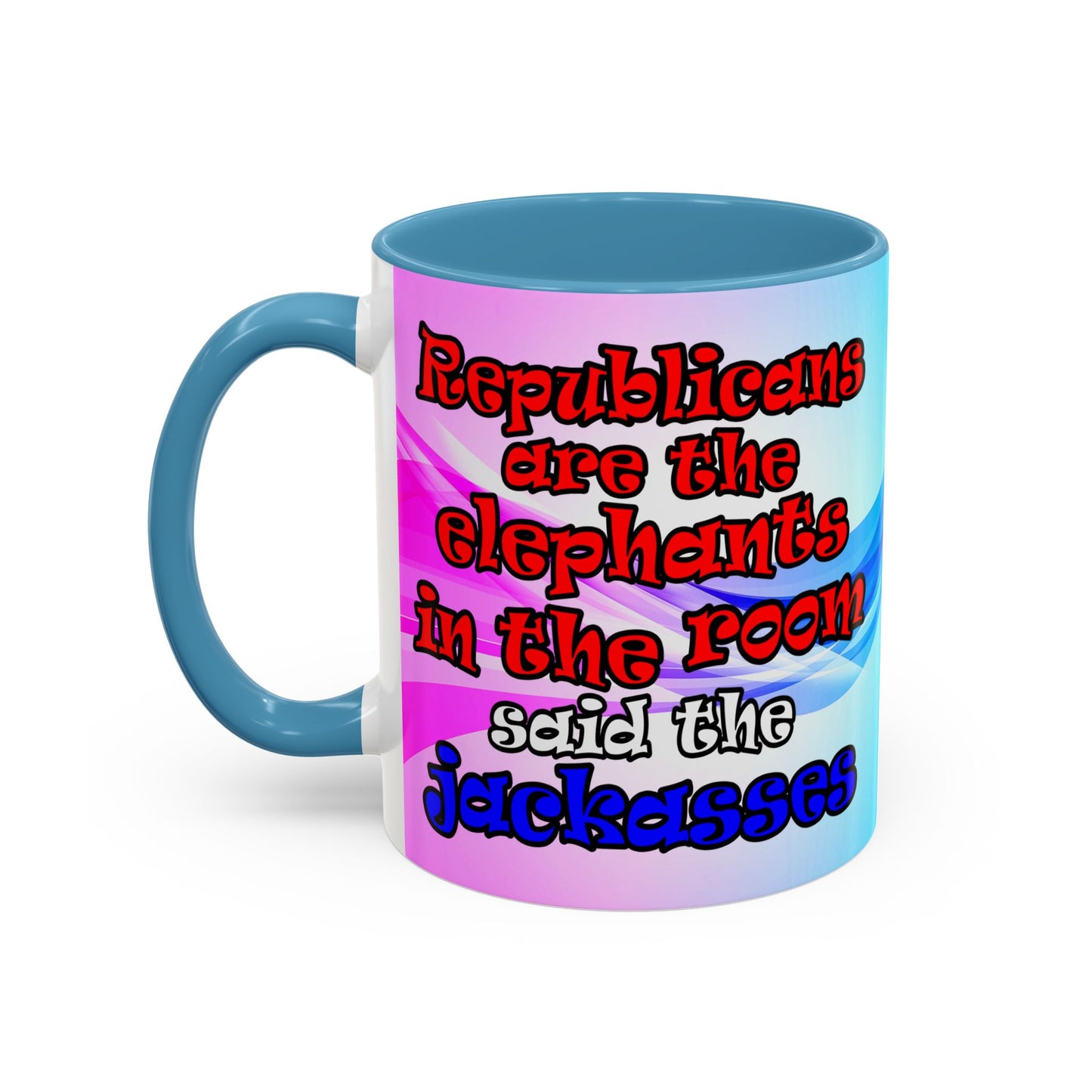 donkeys and elephants - Accent Mug (light blue-pink wave)