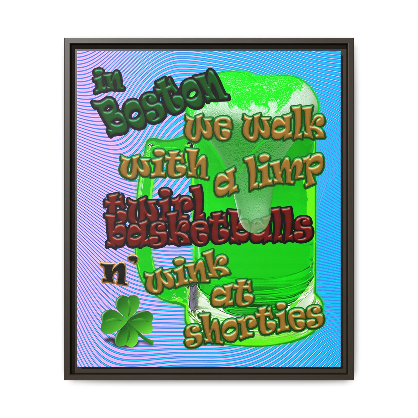 celtics logo - framed canvas art (light blue-purple wave)