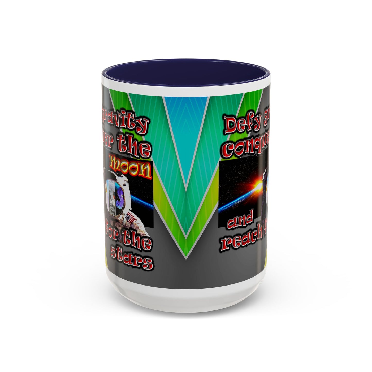 defy conquer reach - Accent Mug (rainbow split)