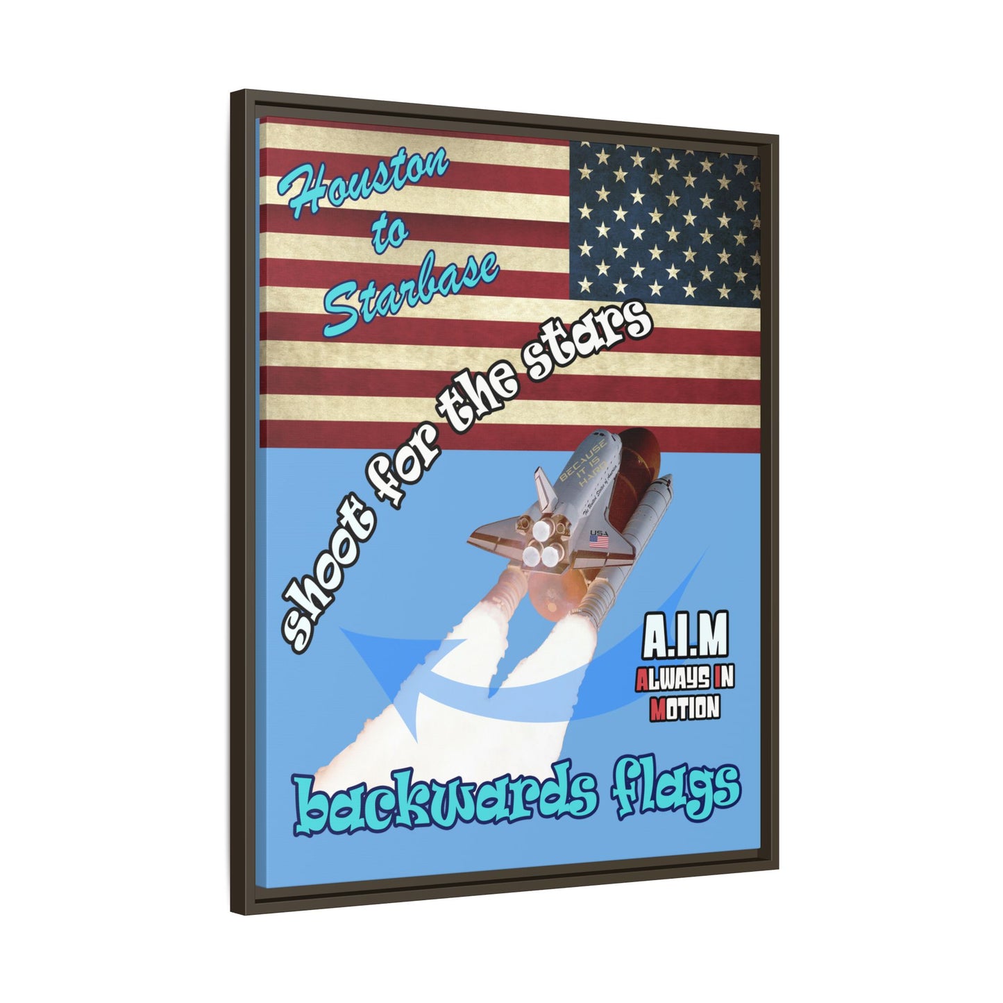shoot for the stars - framed canvas art (light blue)