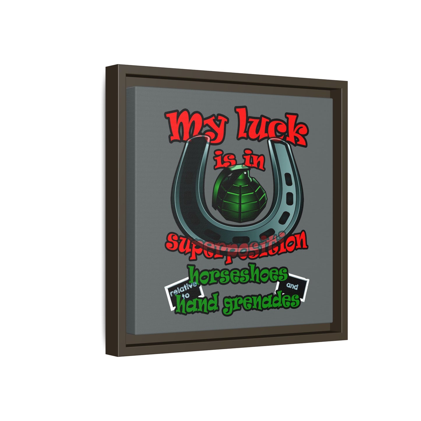 my luck - framed canvas art (dark grey)