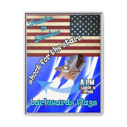 shoot for the stars - framed canvas art (blue-white wave)