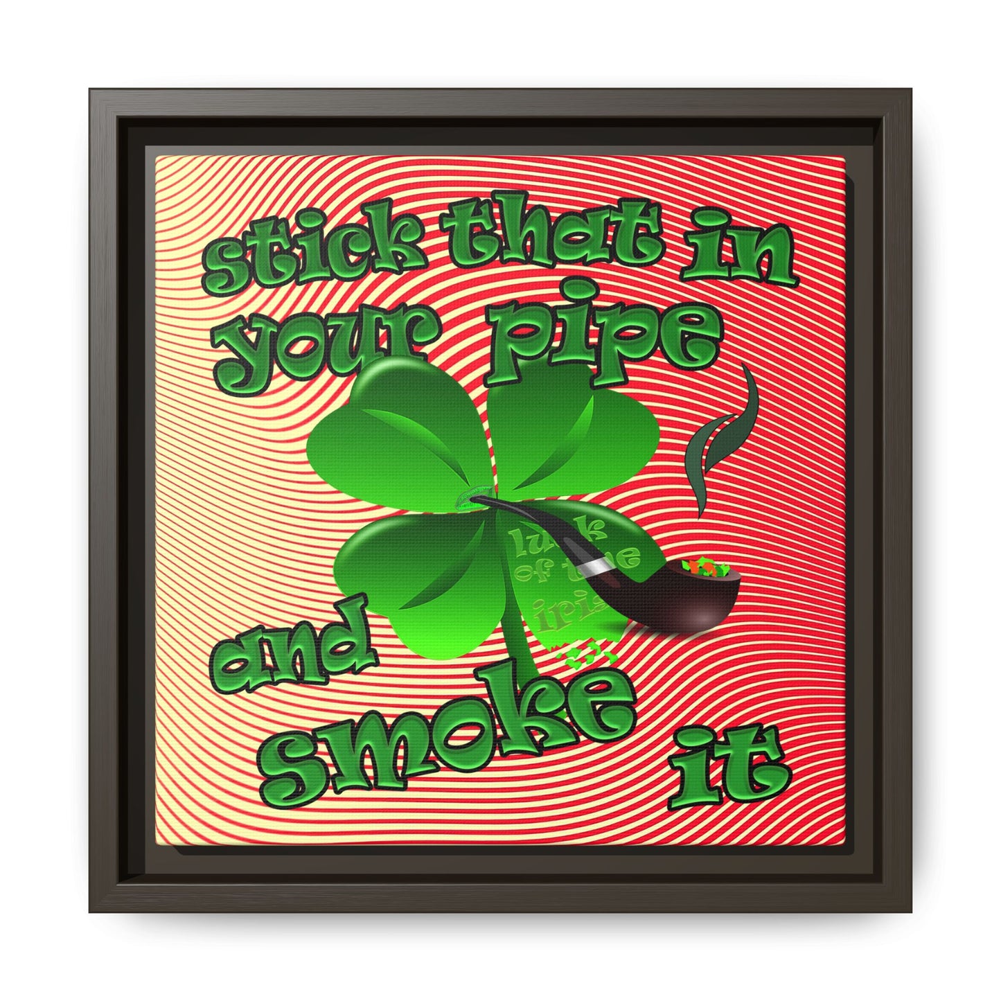 stick that in your pipe and smoke it - framed canvas art (yellow-orange wave)