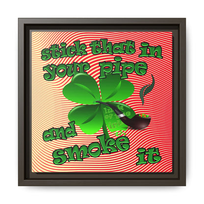 stick that in your pipe and smoke it - framed canvas art (yellow-orange wave)