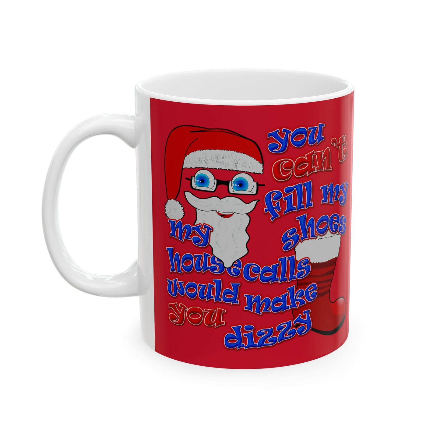 santa's shoes - White Mug (dark red)