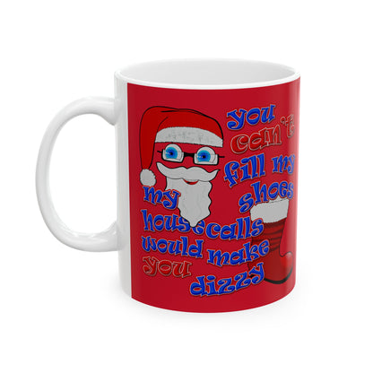 santa's shoes - White Mug (dark red)