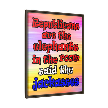 donkeys and elephants - framed canvas art (color blur)