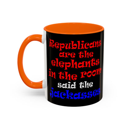donkeys and elephants - Accent Mug (black)