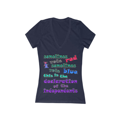 declaration of the independents - Women's Jersey Short Sleeve Deep V-Neck Tee