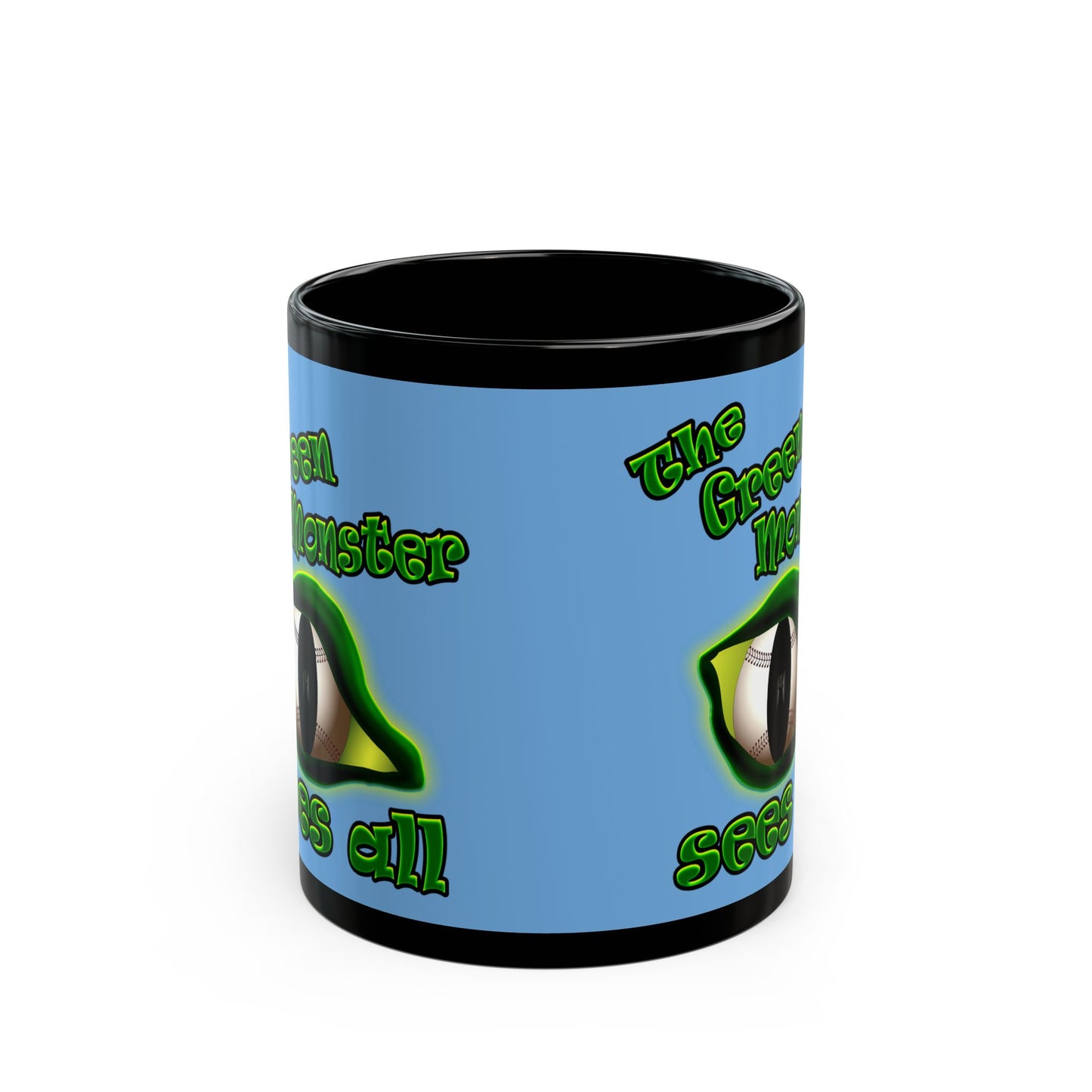 green monster - Black Mug (light blue)
