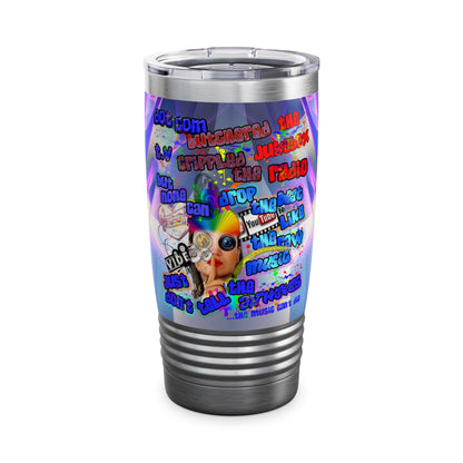 drop the beat - Ringneck Tumbler, 20oz  (grey-pink wave)