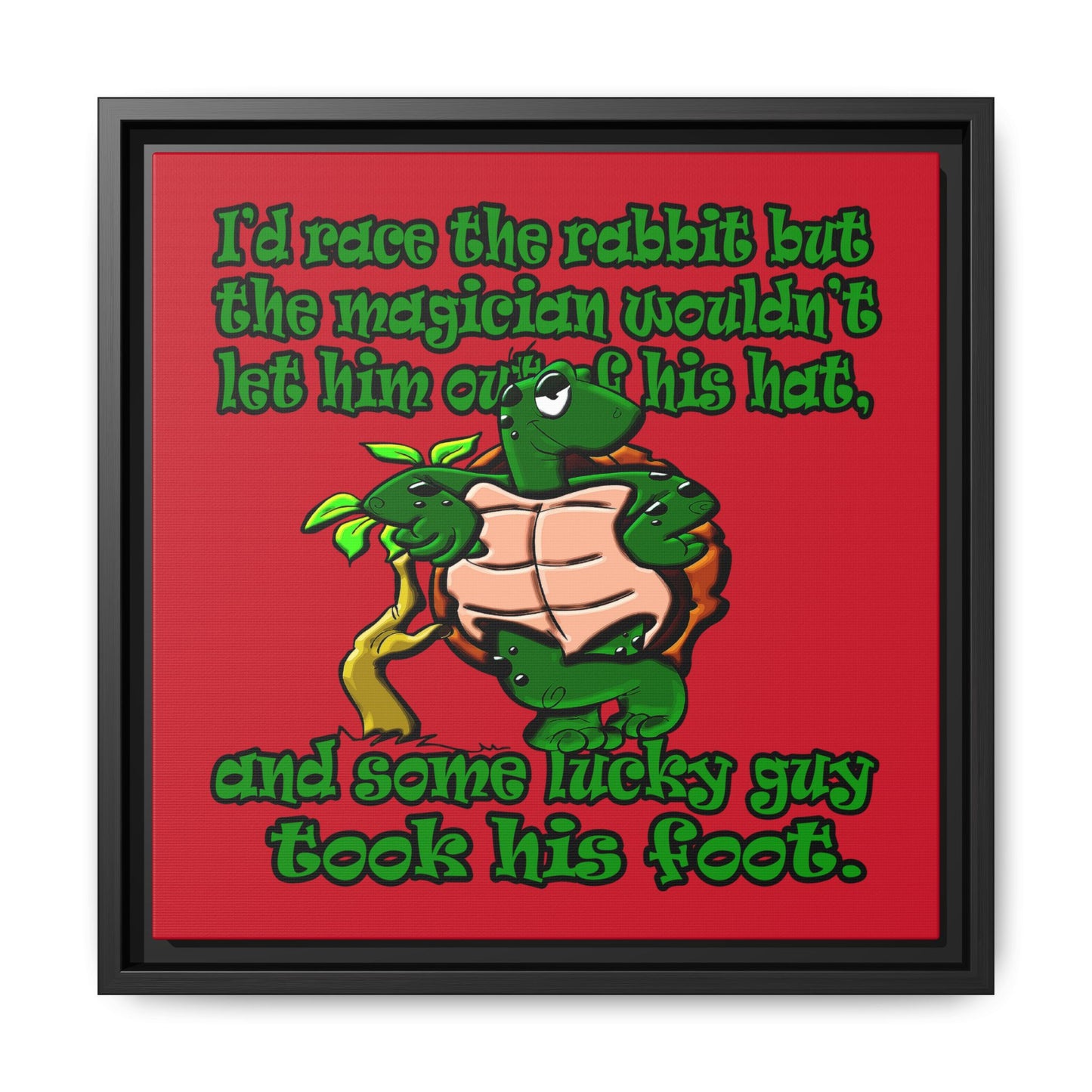 turtle race - framed canvas art (dark red)