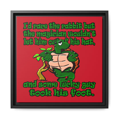 turtle race - framed canvas art (dark red)