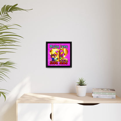 love peace - framed canvas art (pink swirl)
