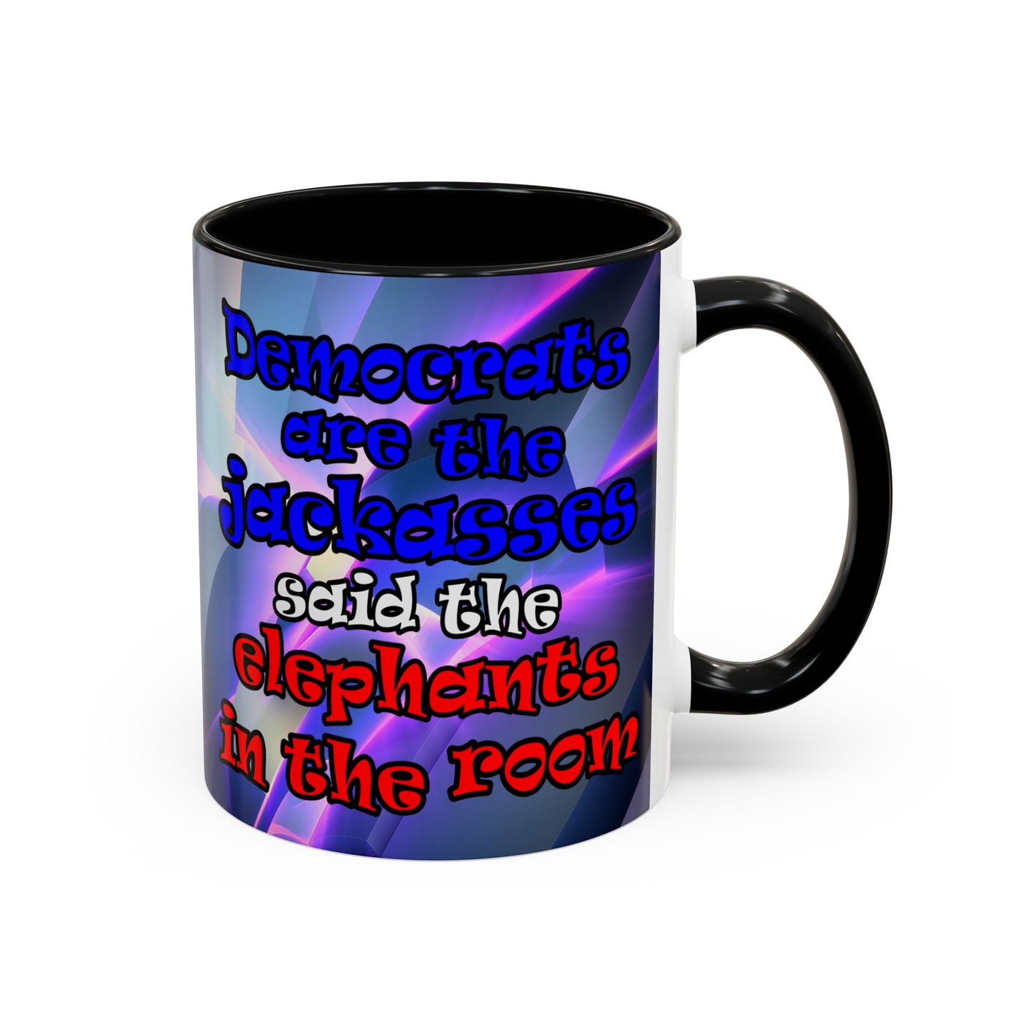 donkeys and elephants - Accent Mug (grey-pink wave)