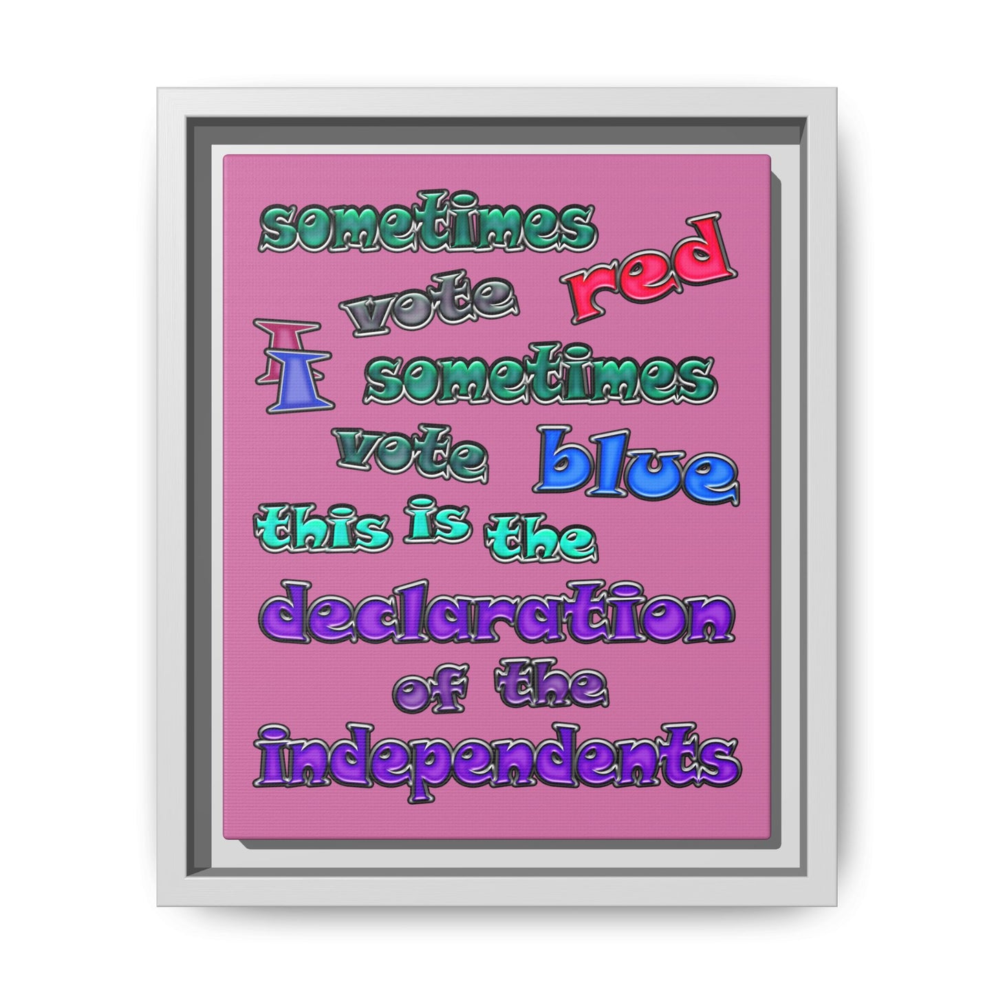 declaration of the independents - framed canvas art (light pink)