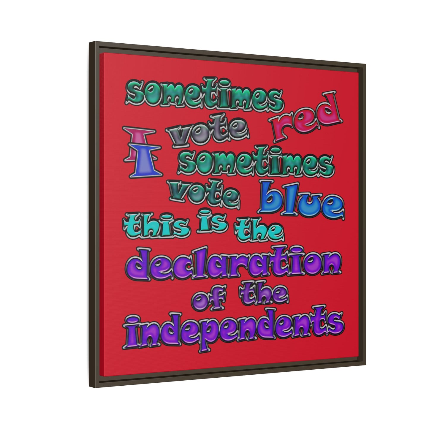declaration of the independents - framed canvas art (dark red)