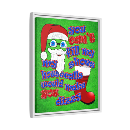 santa's shoes - framed canvas art (green turf)