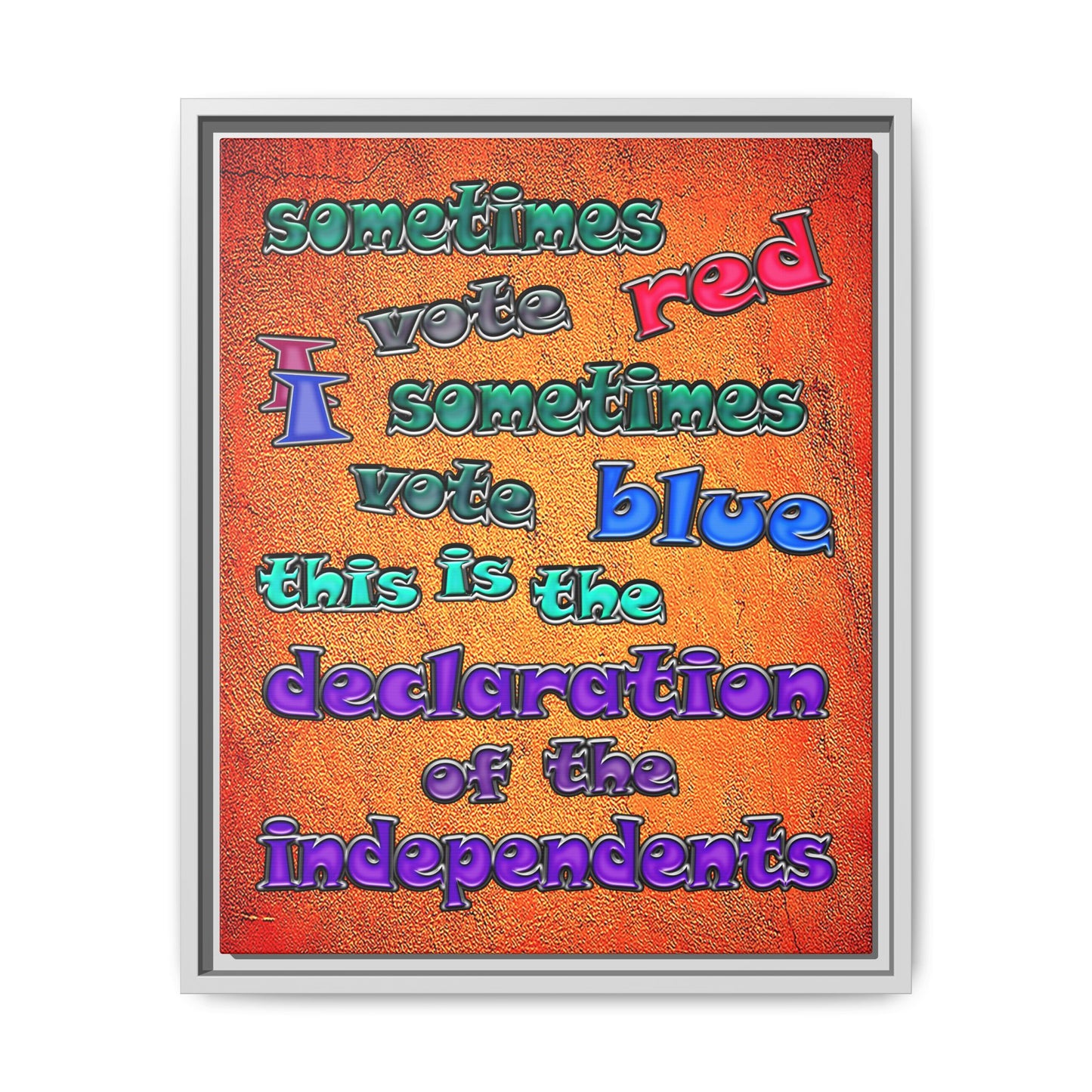 declaration of the independents - framed canvas art (burnt orange)