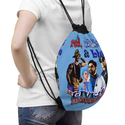 rw&b lives matter - Drawstring Bag (light blue)