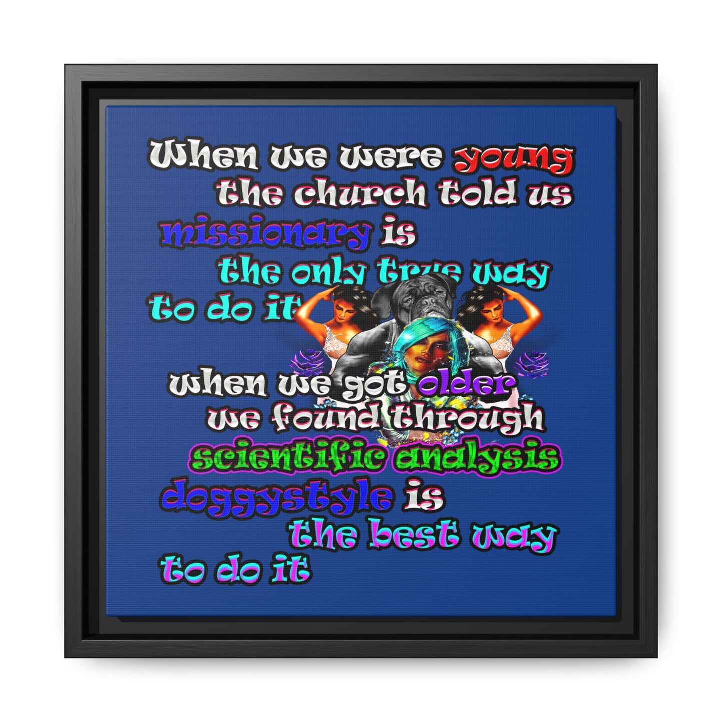 doggystyle - framed canvas art (dark blue)