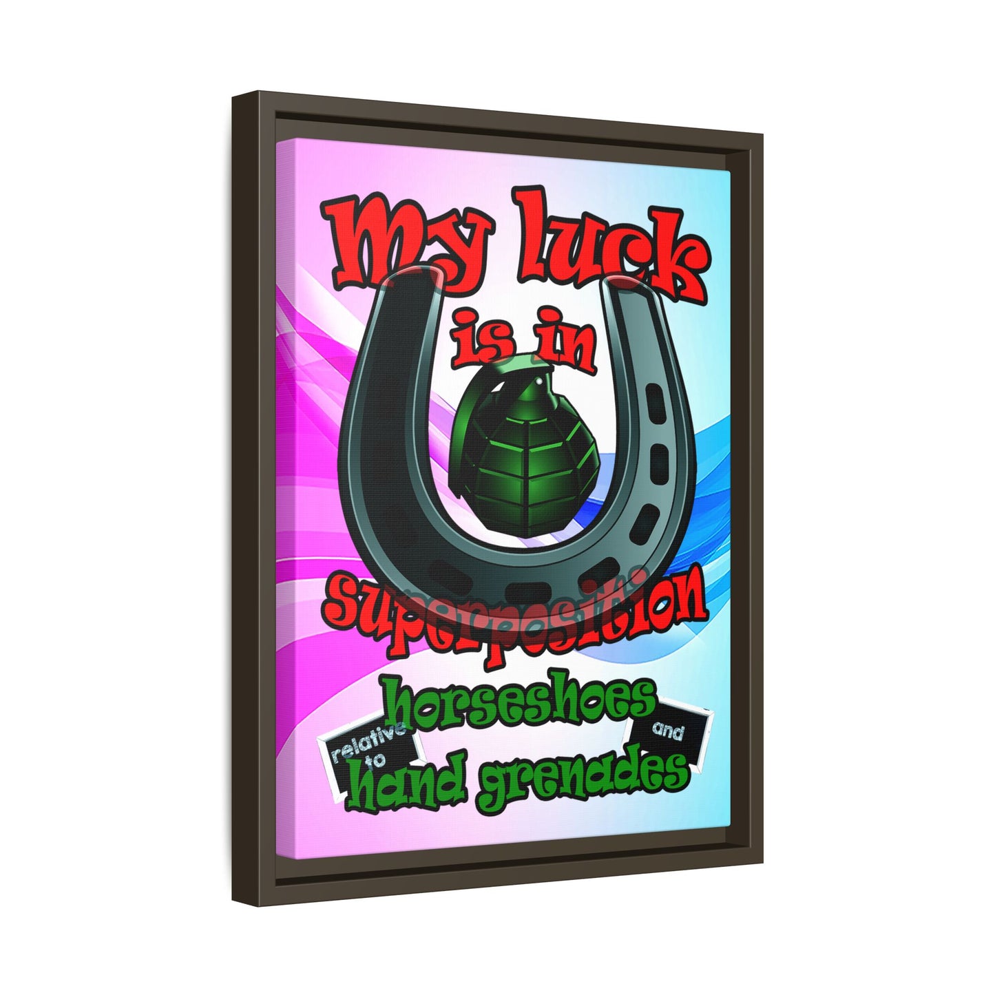 my luck - framed canvas art (light blue-pink wave)