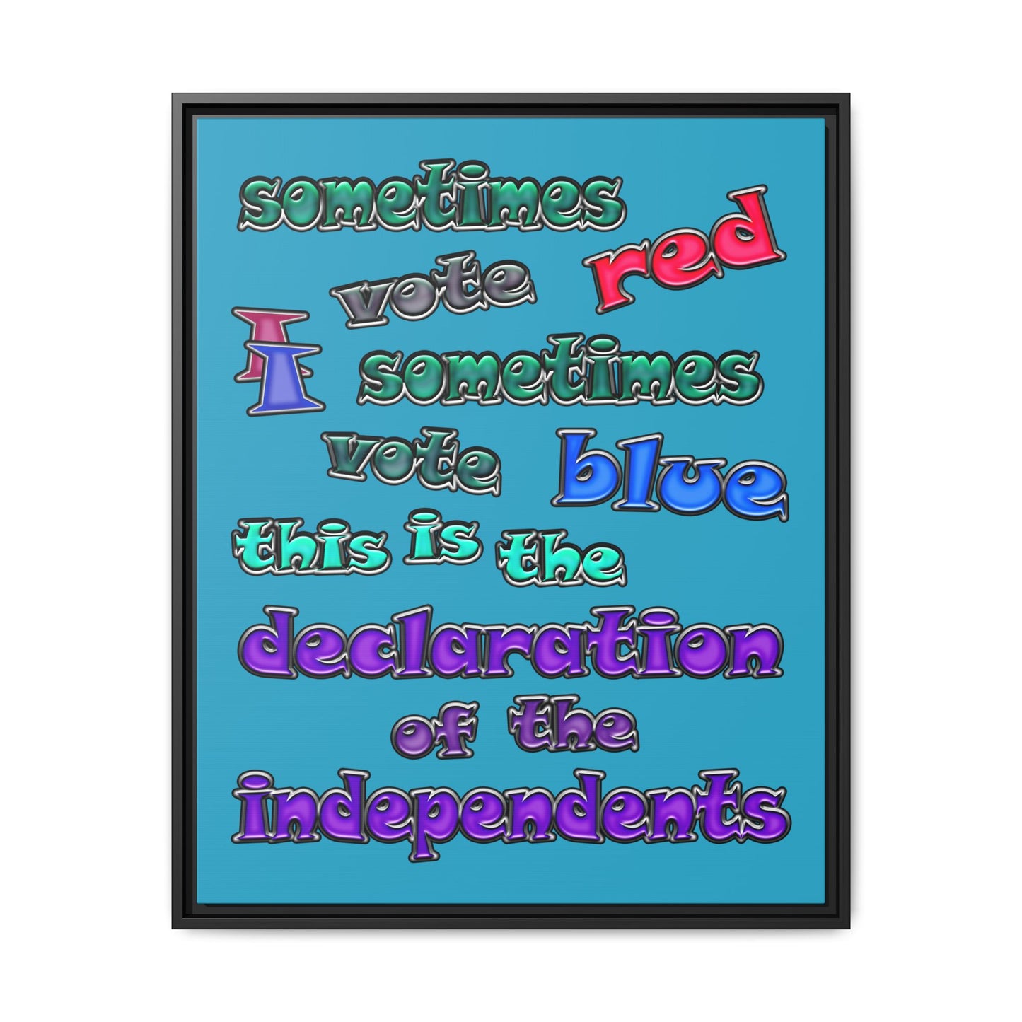 declaration of the independents - framed canvas art (turquoise)