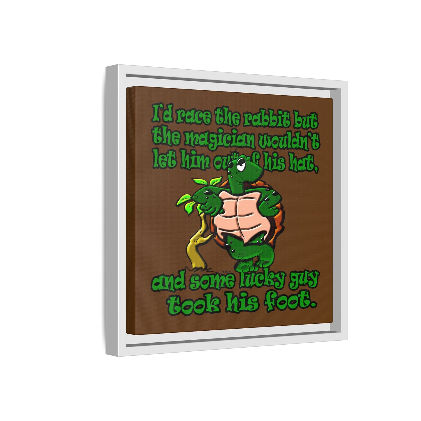 turtle race - framed canvas art (brown)