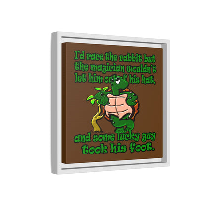 turtle race - framed canvas art (brown)