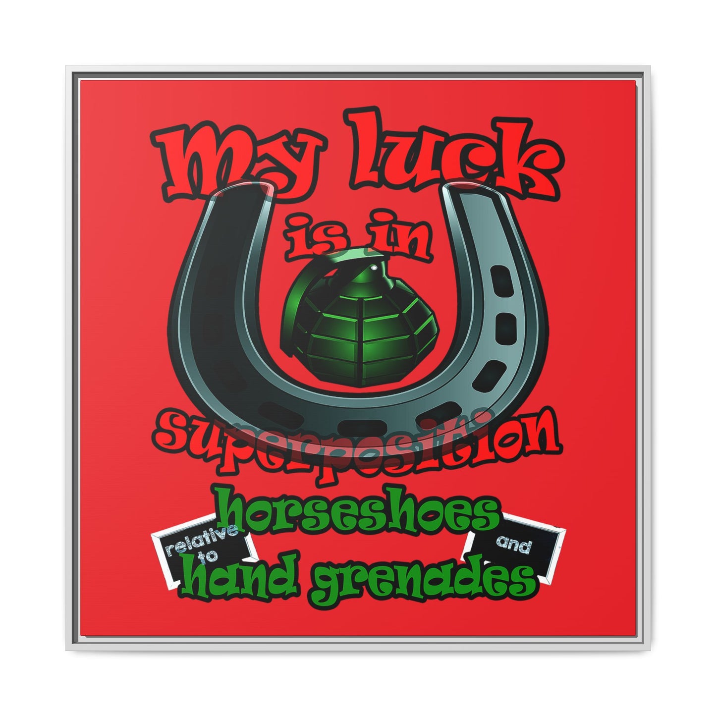 my luck - framed canvas art (red)