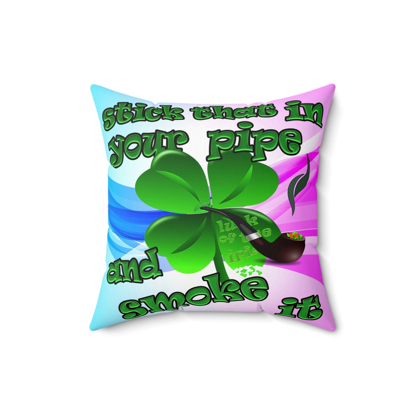 celtics logo - Spun Polyester Square Pillow - (light blue-pink wave)